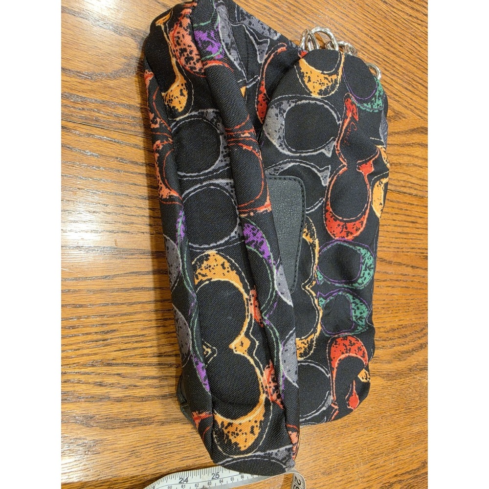 Y2K Coach Scribble Print Chain Strap Shoulder Bag Black Multicolor Medium - Picture 10 of 11